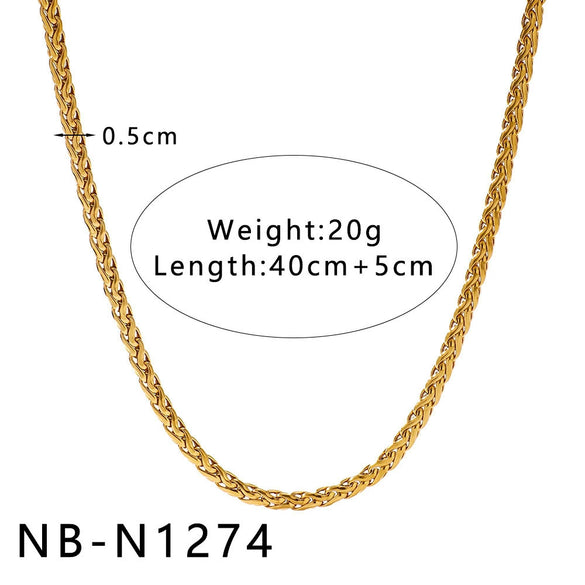 Women's Hollow Ball Chain Multilayer Summer Clavicle Chain Stainless Steel Necklace With Leaf Rhombus Star Geometric Pattern Furnace Vacuum Plating 18K