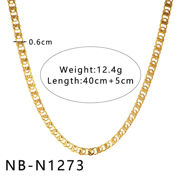 Women's Hollow Ball Chain Multilayer Summer Clavicle Chain Stainless Steel Necklace With Leaf Rhombus Star Geometric Pattern Furnace Vacuum Plating 18K