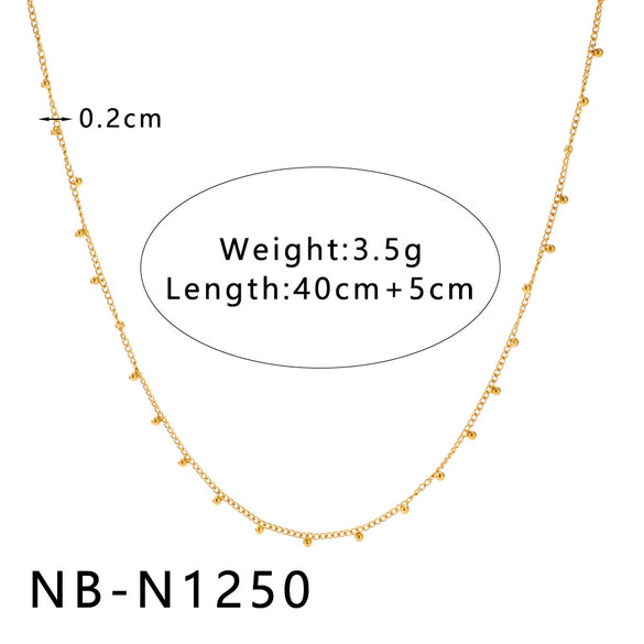 Women's Hollow Ball Chain Multilayer Summer Clavicle Chain Stainless Steel Necklace With Leaf Rhombus Star Geometric Pattern Furnace Vacuum Plating 18K