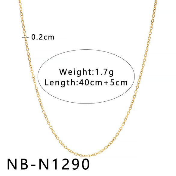 Women's Hollow Ball Chain Multilayer Summer Clavicle Chain Stainless Steel Necklace With Leaf Rhombus Star Geometric Pattern Furnace Vacuum Plating 18K