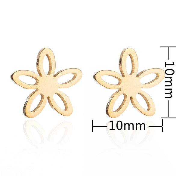 Women's Hollow Flower Cartilage Stud Earrings Electroplated Stainless Steel Floral Ear Piercing Jewelry