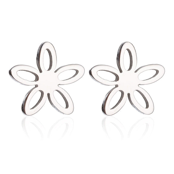 Women's Hollow Flower Cartilage Stud Earrings Electroplated Stainless Steel Floral Ear Piercing Jewelry