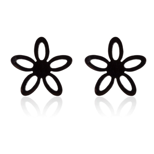 Women's Hollow Flower Cartilage Stud Earrings Electroplated Stainless Steel Floral Ear Piercing Jewelry
