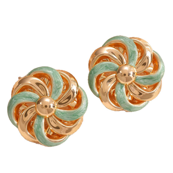 Women's Hollow Flower Open Earrings With Enamel Drip Glaze Iron Design And Stainless Steel Ear Needles Fashion Statement Jewelry