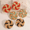 Women's Hollow Flower Open Earrings With Enamel Drip Glaze Iron Design And Stainless Steel Ear Needles Fashion Statement Jewelry