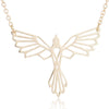 Women's Hollow Geometric Origami Animal Pendant Necklace In Stainless Steel With Electroplated Finish