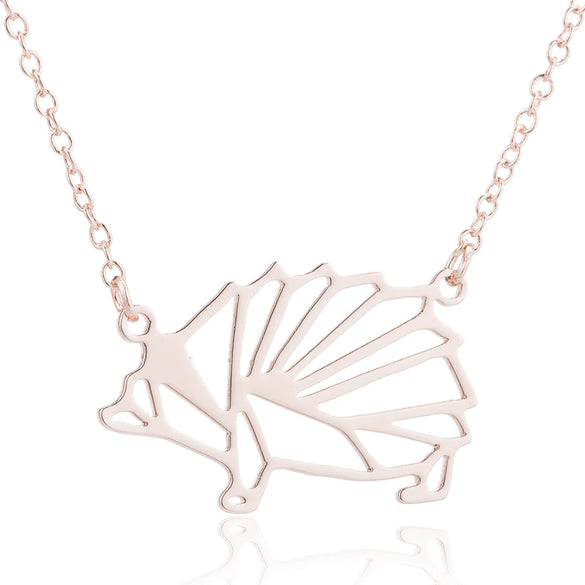 Women's Hollow Geometric Origami Animal Pendant Necklace In Stainless Steel With Electroplated Finish
