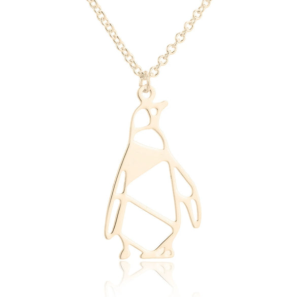 Women's Hollow Geometric Origami Animal Pendant Necklace In Stainless Steel With Electroplated Finish