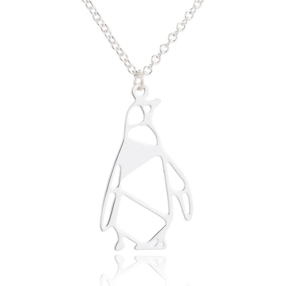 Women's Hollow Geometric Origami Animal Pendant Necklace In Stainless Steel With Electroplated Finish