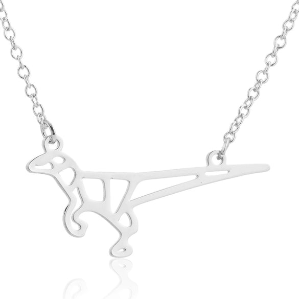 Women's Hollow Geometric Origami Animal Pendant Necklace In Stainless Steel With Electroplated Finish