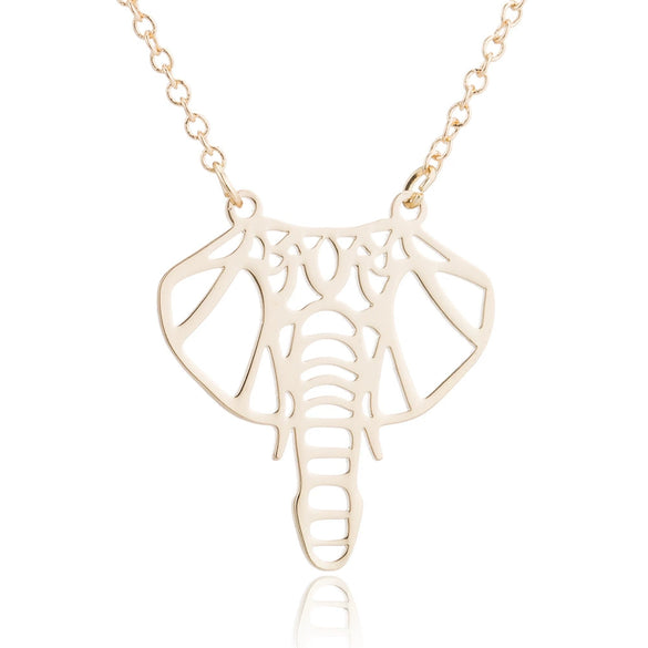 Women's Hollow Geometric Origami Animal Pendant Necklace In Stainless Steel With Electroplated Finish