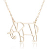 Women's Hollow Geometric Origami Animal Pendant Necklace In Stainless Steel With Electroplated Finish
