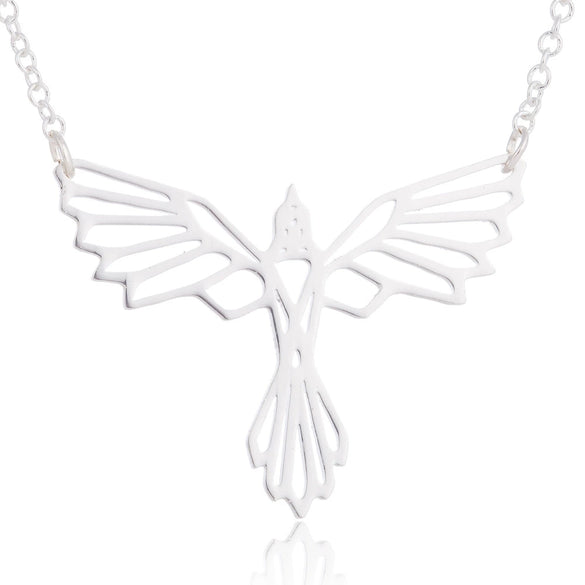 Women's Hollow Geometric Origami Animal Pendant Necklace In Stainless Steel With Electroplated Finish