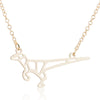 Women's Hollow Geometric Origami Animal Pendant Necklace In Stainless Steel With Electroplated Finish