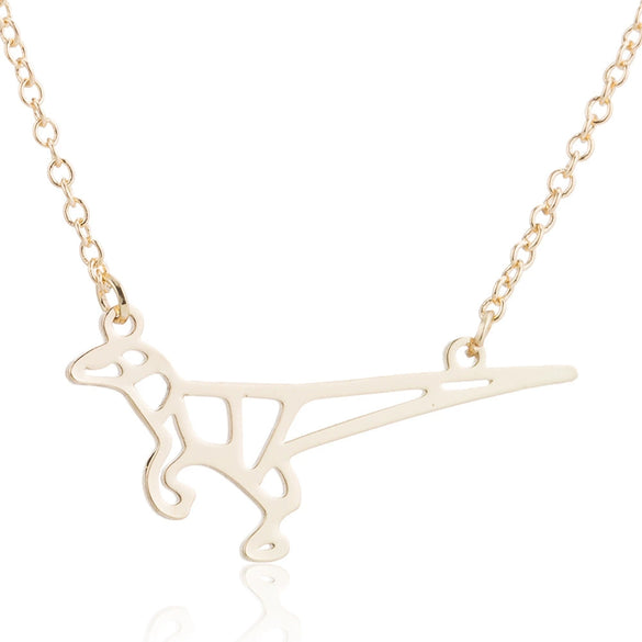Women's Hollow Geometric Origami Animal Pendant Necklace In Stainless Steel With Electroplated Finish