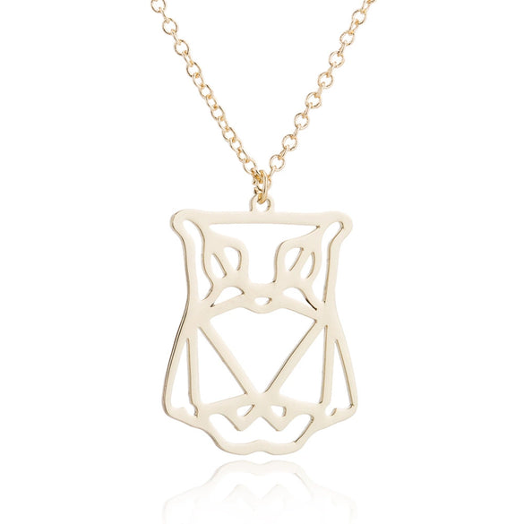 Women's Hollow Geometric Origami Animal Pendant Necklace In Stainless Steel With Electroplated Finish