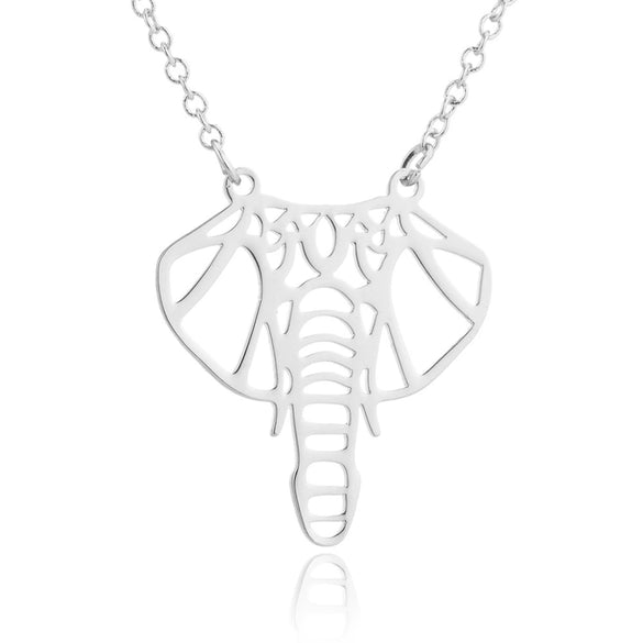 Women's Hollow Geometric Origami Animal Pendant Necklace In Stainless Steel With Electroplated Finish