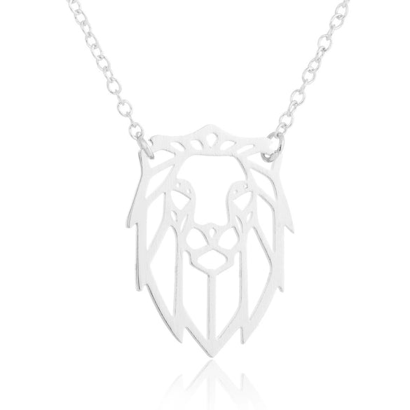 Women's Hollow Geometric Origami Animal Pendant Necklace In Stainless Steel With Electroplated Finish