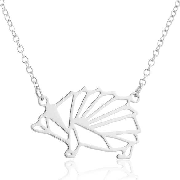 Women's Hollow Geometric Origami Animal Pendant Necklace In Stainless Steel With Electroplated Finish