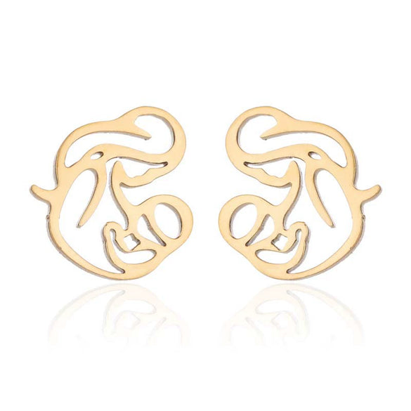 Women's Hollow Out Mother And Children Cartoon Stud Earrings Stainless Steel Electroplated Jewelry Mother's Day Gift Wholesale