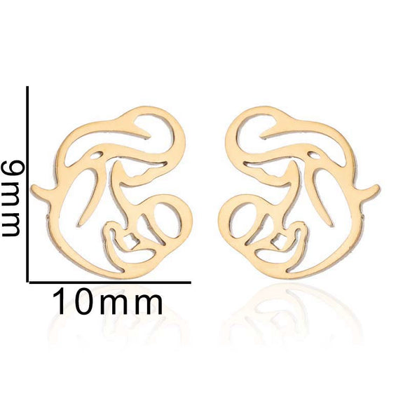 Women's Hollow Out Mother And Children Cartoon Stud Earrings Stainless Steel Electroplated Jewelry Mother's Day Gift Wholesale