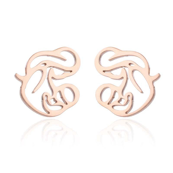 Women's Hollow Out Mother And Children Cartoon Stud Earrings Stainless Steel Electroplated Jewelry Mother's Day Gift Wholesale