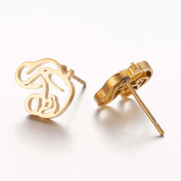Women's Hollow Out Mother And Children Cartoon Stud Earrings Stainless Steel Electroplated Jewelry Mother's Day Gift Wholesale