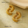 Women's Hollow Threaded Stainless Steel Geometric U Shape Electroplated Earrings