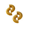 Women's Hollow Threaded Stainless Steel Geometric U Shape Electroplated Earrings