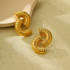 Women's Hollow Threaded Stainless Steel Geometric U Shape Electroplated Earrings