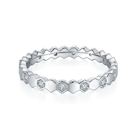Women's Honeycomb Moissanite 225 Sterling Silver Geometric Style Ring
