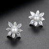 Women's Horseeye Zircon And Crystal Pearl Earrings Geometric Electroplated Copper Fashion Jewelry