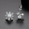 Women's Horseeye Zircon And Crystal Pearl Earrings Geometric Electroplated Copper Fashion Jewelry
