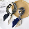 Women's Houndstooth Letter Print Silk Feel Long Ribbon Scarf Thin Narrow Decorative Tie For Spring Autumn And Summer