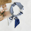 Women's Houndstooth Letter Print Silk Feel Long Ribbon Scarf Thin Narrow Decorative Tie For Spring Autumn And Summer