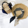 Women's Houndstooth Letter Print Silk Feel Long Ribbon Scarf Thin Narrow Decorative Tie For Spring Autumn And Summer