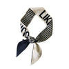 Women's Houndstooth Letter Print Silk Feel Long Ribbon Scarf Thin Narrow Decorative Tie For Spring Autumn And Summer