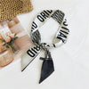 Women's Houndstooth Letter Print Silk Feel Long Ribbon Scarf Thin Narrow Decorative Tie For Spring Autumn And Summer