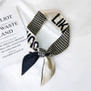 Women's Houndstooth Letter Print Silk Feel Long Ribbon Scarf Thin Narrow Decorative Tie For Spring Autumn And Summer