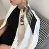 Women's Houndstooth Simulation Silk Long Rectangle Ribbon Scarf Thin Narrow Decorative Hair Band Small Scarf For Four Seasons