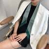 Women's Houndstooth Simulation Silk Long Rectangle Ribbon Scarf Thin Narrow Decorative Hair Band Small Scarf For Four Seasons