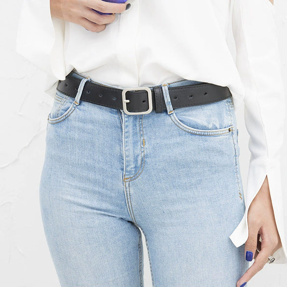 Women’s Imitation Leather Belt With Alloy Pin Buckle Simple Versatile Fashion Decorative Waist Belt For Pants