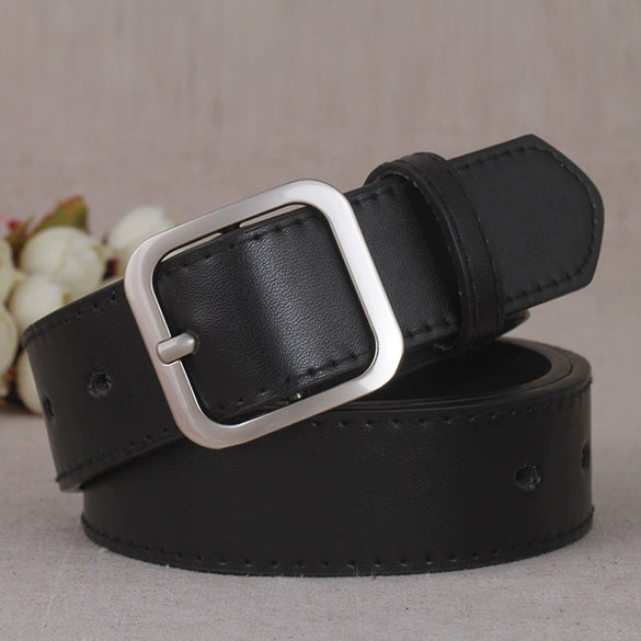 Women’s Imitation Leather Belt With Alloy Pin Buckle Simple Versatile Fashion Decorative Waist Belt For Pants