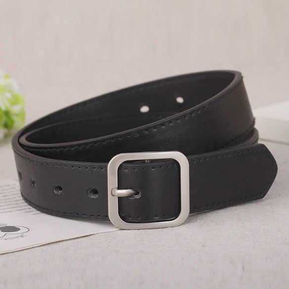 Women’s Imitation Leather Belt With Alloy Pin Buckle Simple Versatile Fashion Decorative Waist Belt For Pants