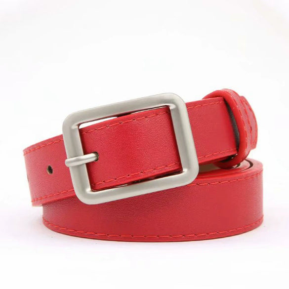 Women's Imitation Leather Belt With Rectangular Alloy Pin Buckle Handmade Plain Weave Casual Versatile Pants Belt