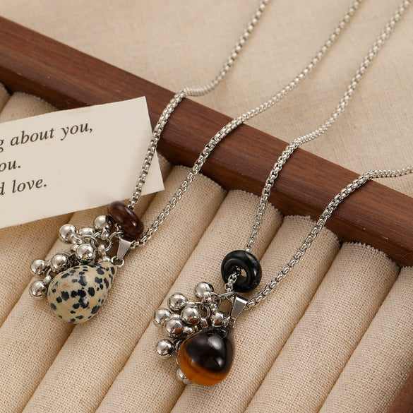 Women's Imitation Pearl Fruit Shaped Beaded Necklace With Electroplating And Water Drop Pendant