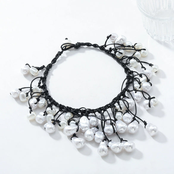 Women's Imitation Pearl Geometric Multilayer Handmade Necklace Choker Clavicle Chain