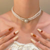 Women's Imitation Pearl Jewelry Threepiece Set With Heart Water Drop Bell Patterns And Alloy Pendants Set With Diamonds