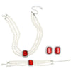 Women's Imitation Pearl Jewelry Threepiece Set With Heart Water Drop Bell Patterns And Alloy Pendants Set With Diamonds