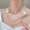 Women's Imitation Pearl Jewelry Threepiece Set With Heart Water Drop Bell Patterns And Alloy Pendants Set With Diamonds
